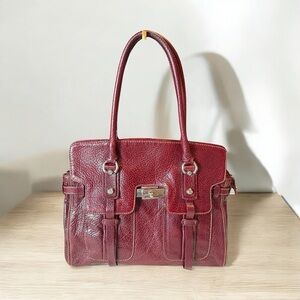 Francesco Biasia Burgundy Leather Satchel